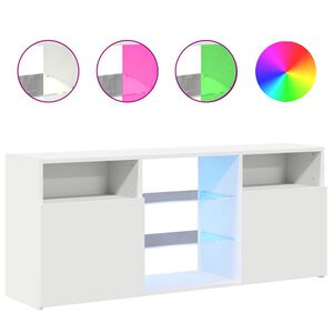 vidaXL ТВ шкаф с LED осветление, бял, 120x30x50 см
