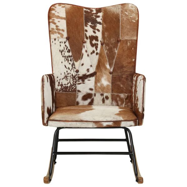 vidaXL Люлеещ стол, кафяв, естествена кожа