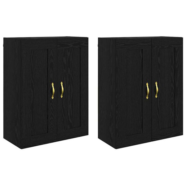 vidaXL Стенно монтиран шкаф 2 pcs Черния дъб 69,5 x 34 x 90 см