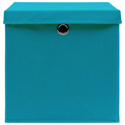 vidaXL Кутии за съхранение с капаци 10 бр 28x28x28 см бебешко синьо