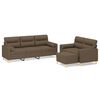 vidaXL Комплект дивани от 3 части с възглавници, кафяв, текстил