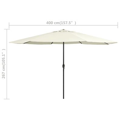 vidaXL Градински чадър с метален прът, 400 см, пясъчнобял