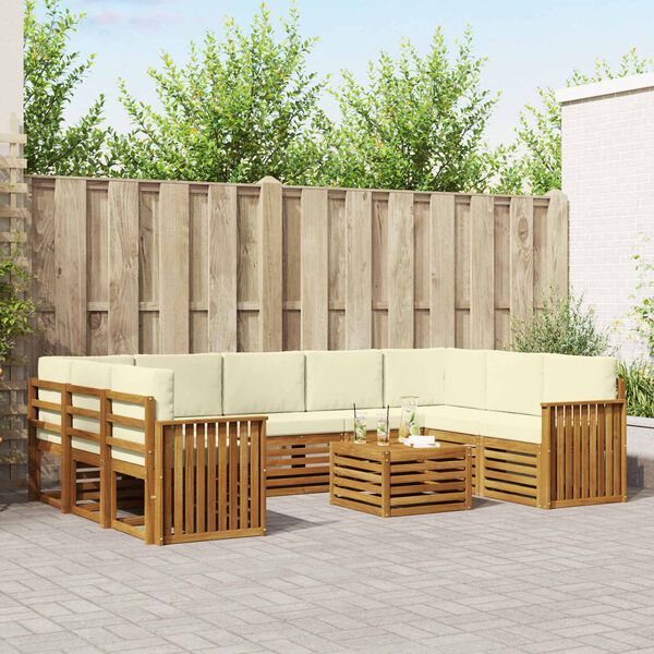 vidaXL Комплекти дивани с възглавница 10 pcs Натурален и Крема