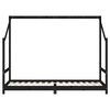 vidaXL Рамка за детско легло черна 2x(80x200) см борово дърво масив