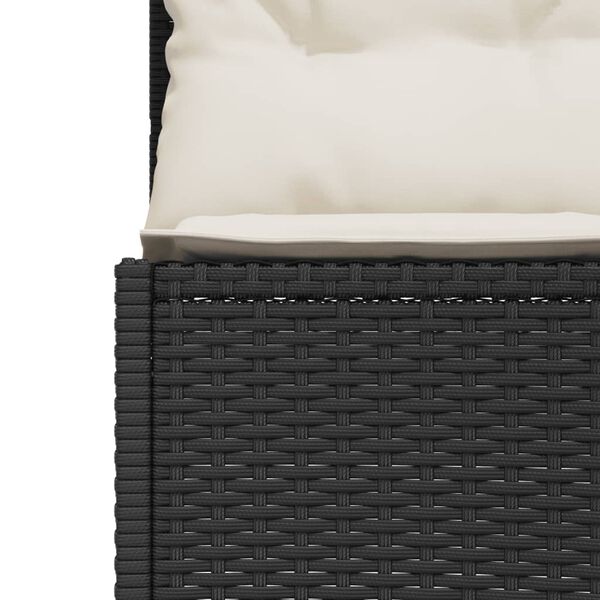 vidaXL Градински диван с възглавници полукръгъл черен полиратан