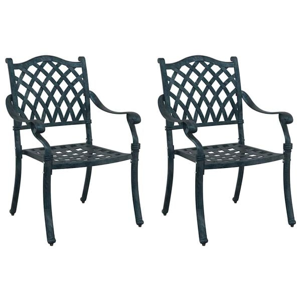 vidaXL Градински стол 2 pcs Зелен 55 x 56.5 x 91 см Алуминий