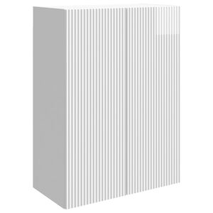 vidaXL Стенно шкафче 66 x 34,5 x 90 см Инженерна дървесина Бял гланц