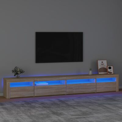 vidaXL ТВ шкаф с LED осветление, дъб сонома, 270x35x40 см