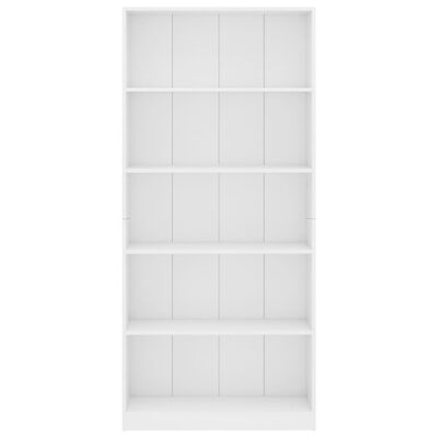 vidaXL 5-етажна библиотека, бяла, 80x24x175 см, ПДЧ