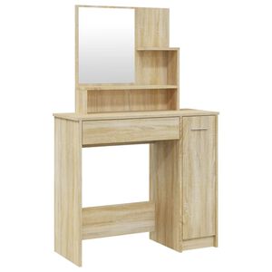 vidaXL Тоалетка с огледало, дъб сонома, 86,5x35x136 см