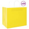 vidaXL Хартиени торбички 50 бр с дръжки жълти 32x22x28 см