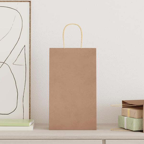 vidaXL Хартиени торбички 250 бр с дръжки кафяви 21x11x36 см