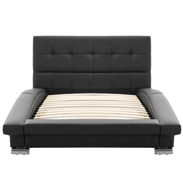 vidaXL Рамка за легло, черна, изкуствена кожа, 200x90 cм