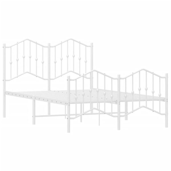 vidaXL Метална рамка за легло с горна и долна табла,&nbsp;бяла, 120x200 см