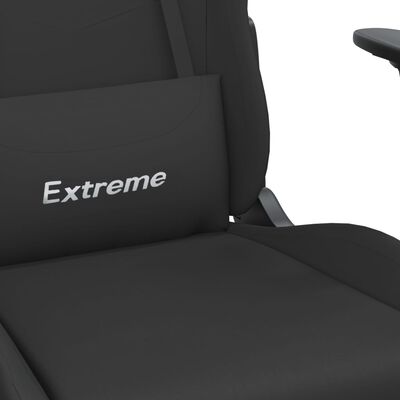 vidaXL Масажен гейминг стол с опора за крака, черен, плат