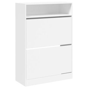 vidaXL Шкаф за обувки с 2 флип чекмеджета бял 80x34x116 см