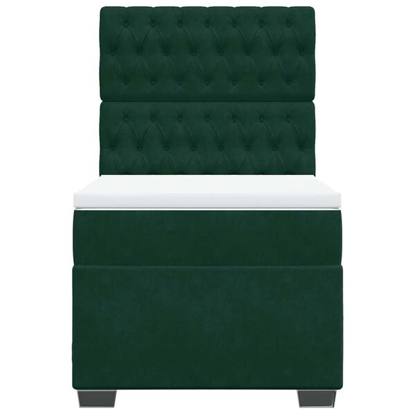 vidaXL Боксспринг легло с матрак, тъмнозелено, 100x200 см, кадифе