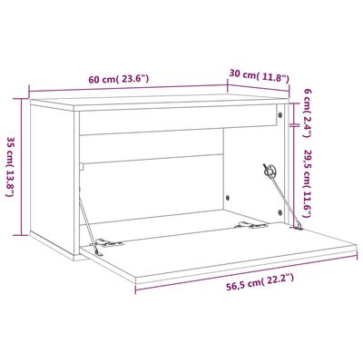 vidaXL Стенен шкаф, 60x30x35 см, бор масив