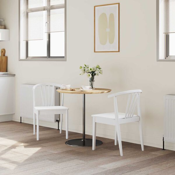 vidaXL Трапезен стол 2 pcs Бяло Солиден каучуков материал