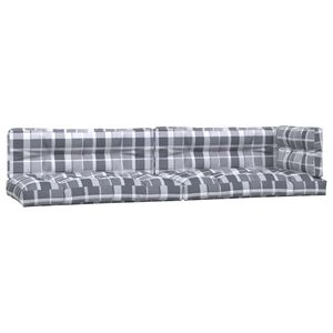 vidaXL Палетни възглавници, 5 бр, сиво каре, текстил