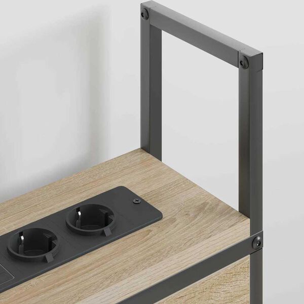 vidaXL Табла за легло за съхранение с зарядна станция дъб сонома