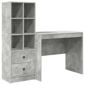 vidaXL Бюро Циментено сиво 135,5 x 50 x 127 см 2 бр.