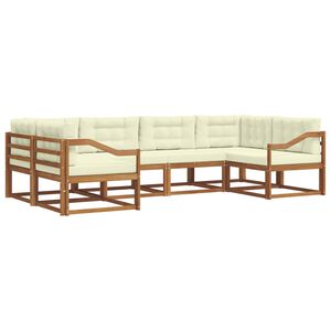 vidaXL Комплект дивани за открито 6 pcs Натурален и Крема