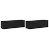 vidaXL ТВ шкаф 2 pcs Черно Инженерна дървесина