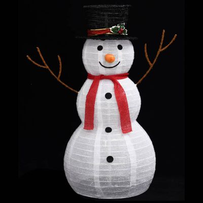 vidaXL Декоративна фигура на снежен човек с LED лукс плат 90 см