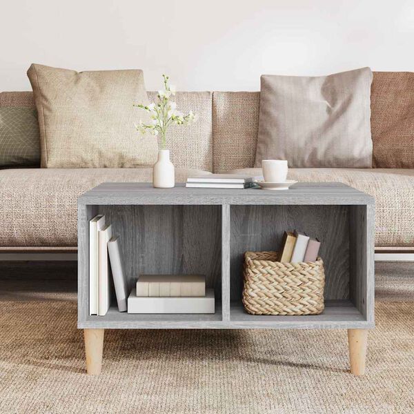 vidaXL Кафе маса, сив сонома, 60x50x36,5 см, инженерно дърво