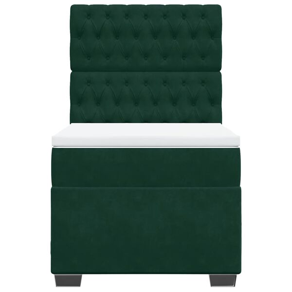 vidaXL Боксспринг легло с матрак, тъмнозелено, 80x200 см, кадифе