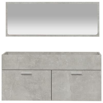 vidaXL Шкаф за баня с огледало, бетонно сиво, инженерно дърво
