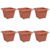 vidaXL Квадратна цветна саксия 6 pcs Червено тухла 38 x 38 x 30 см