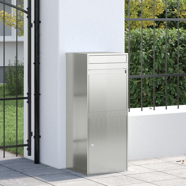 vidaXL Пощенска кутия за пратки със съхранение Черно 41 x 38 x 103 см