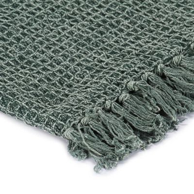 vidaXL Декоративно одеяло, памук, 125x150 см, тъмнозелено