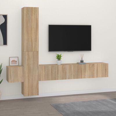 vidaXL Комплект ТВ шкафове от 5 части, сонома дъб, инженерно дърво