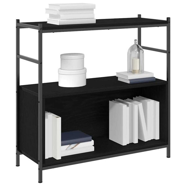 vidaXL Рафт за книги Черен дъб 80 x 30 x 78.5 см Инженерно дърво