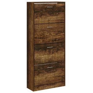 vidaXL Шкаф за обувки, опушен дъб, 63x24x147 см, инженерно дърво