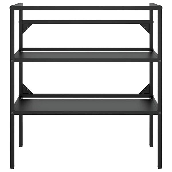 vidaXL Рамка за мивка за баня, черна, 79x38x83 см, желязо