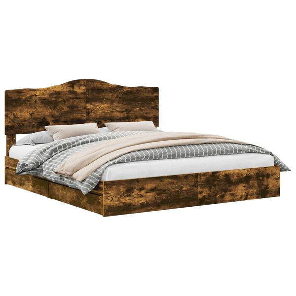 vidaXL Легло с място за съхранение с таблото Димян дъб 180 x 200 cm