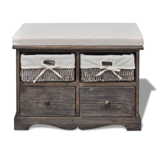 vidaXL Пейка за съхранение, кафява, 62x33x42 см, дърво от пауловния