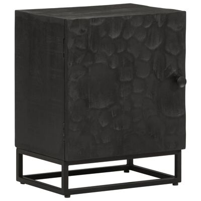 vidaXL Нощно шкафче, черно, 40x30x50 см, мангово дърво масив и желязо