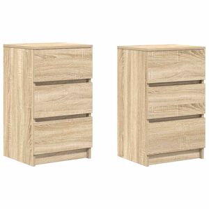 vidaXL Нощни шкафчета с 3 чекмеджета, 2 бр, дъб сонома, 39x35x65 см