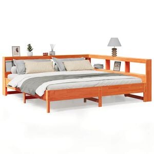 vidaXL Легло с етажерка за книги, без матрак, 200x200 см, бор масив