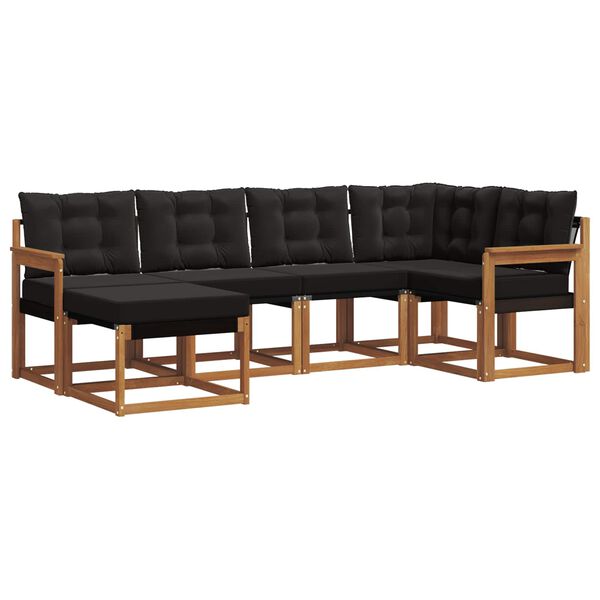 vidaXL Комплект дивани за открито 6 pcs Естествено и черно