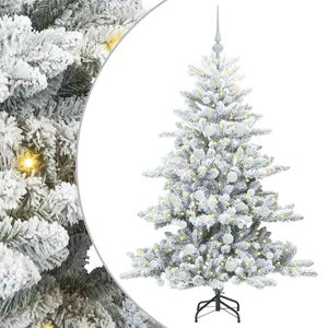 vidaXL Изкуствено коледно дърво с хингед Бяло 150 cm PVC и стомана