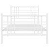 vidaXL Метална рамка за легло с горна и долна табла, бяла, 90x190 см