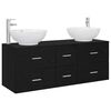 vidaXL Комплект мебели за баня 3 бр. Черно 49,5 x 44,5 x 65 см