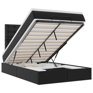 vidaXL Османска легло с матрак&LED, черно, 120x190 см, изкуствена кожа