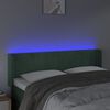 vidaXL LED горна табла за легло, тъмнозелена, 147x16x78/88 см, кадифе